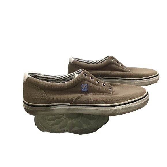 SPERRY- MENS TAN TOP SIDER SLIP ON LACELESS SNEAKER SHOE SIZE 11.5 - Picture 2 of 8